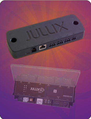 Jullix module and Jullix Pro Module against purple background